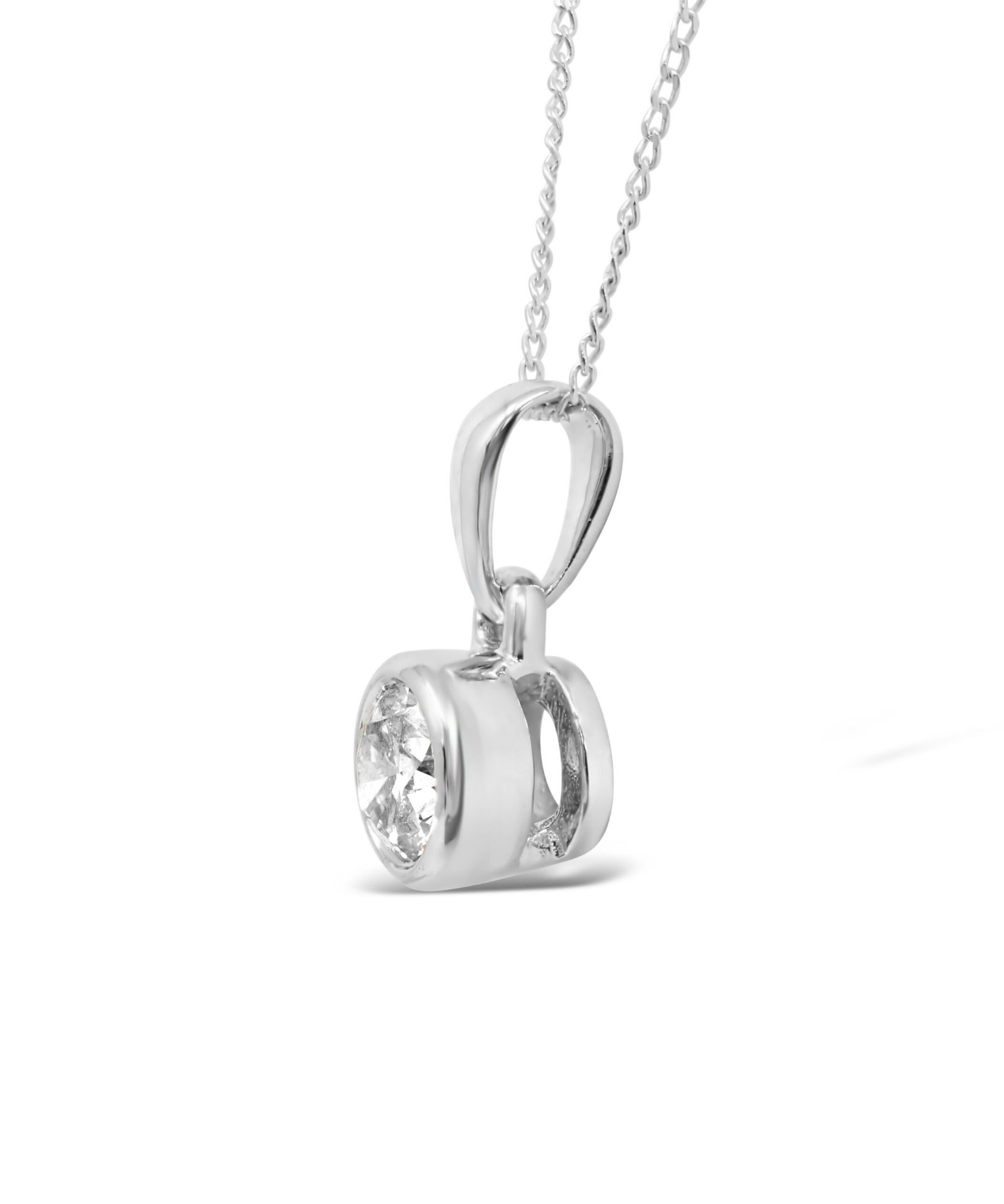 Necklace Pendant With Bezet Set Diamond, 9ct White Gold RRP £779 Weight 0.68g, Diamond Weight 0.