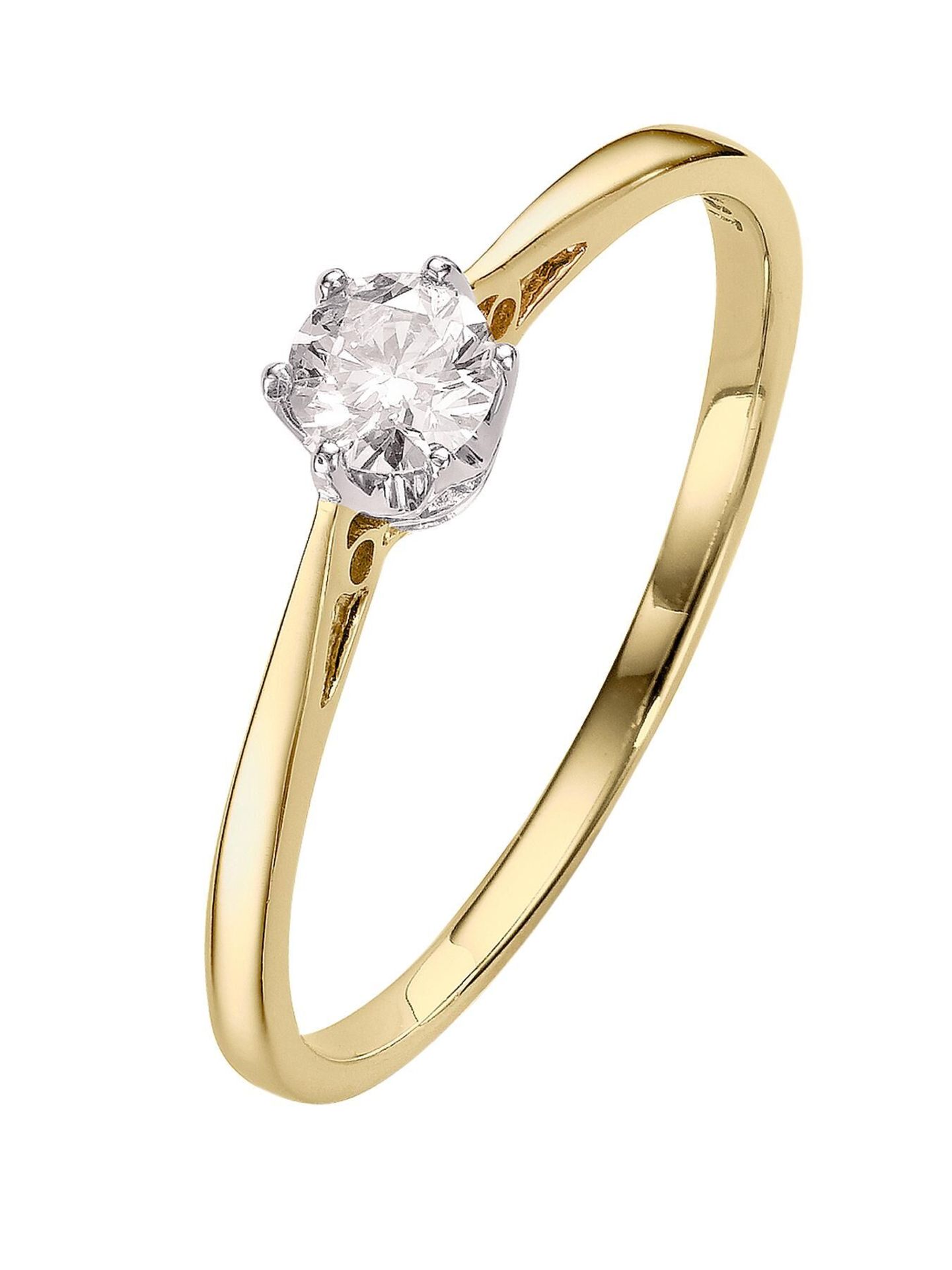 Diamond Engagement Ring, 9ct Yellow Gold RRP £999 Weight 2.21g, Diamond Weight 0.25ct, Colour I,