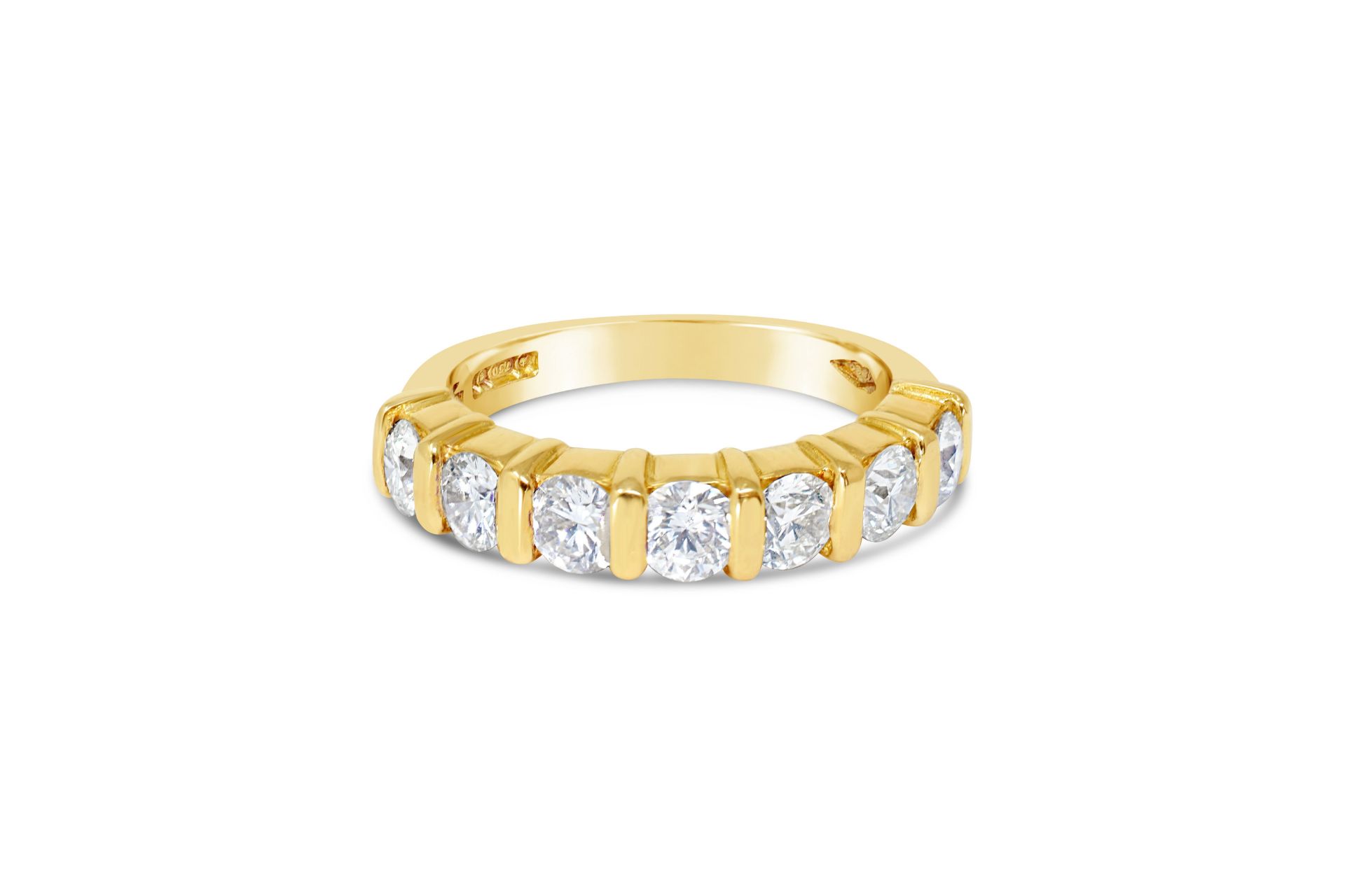 7 Diamond Stones Bar Set Eternity Ring, 18ct Yellow Gold, RRP £6,999Weight 4.92g, Diamond Weight 1.