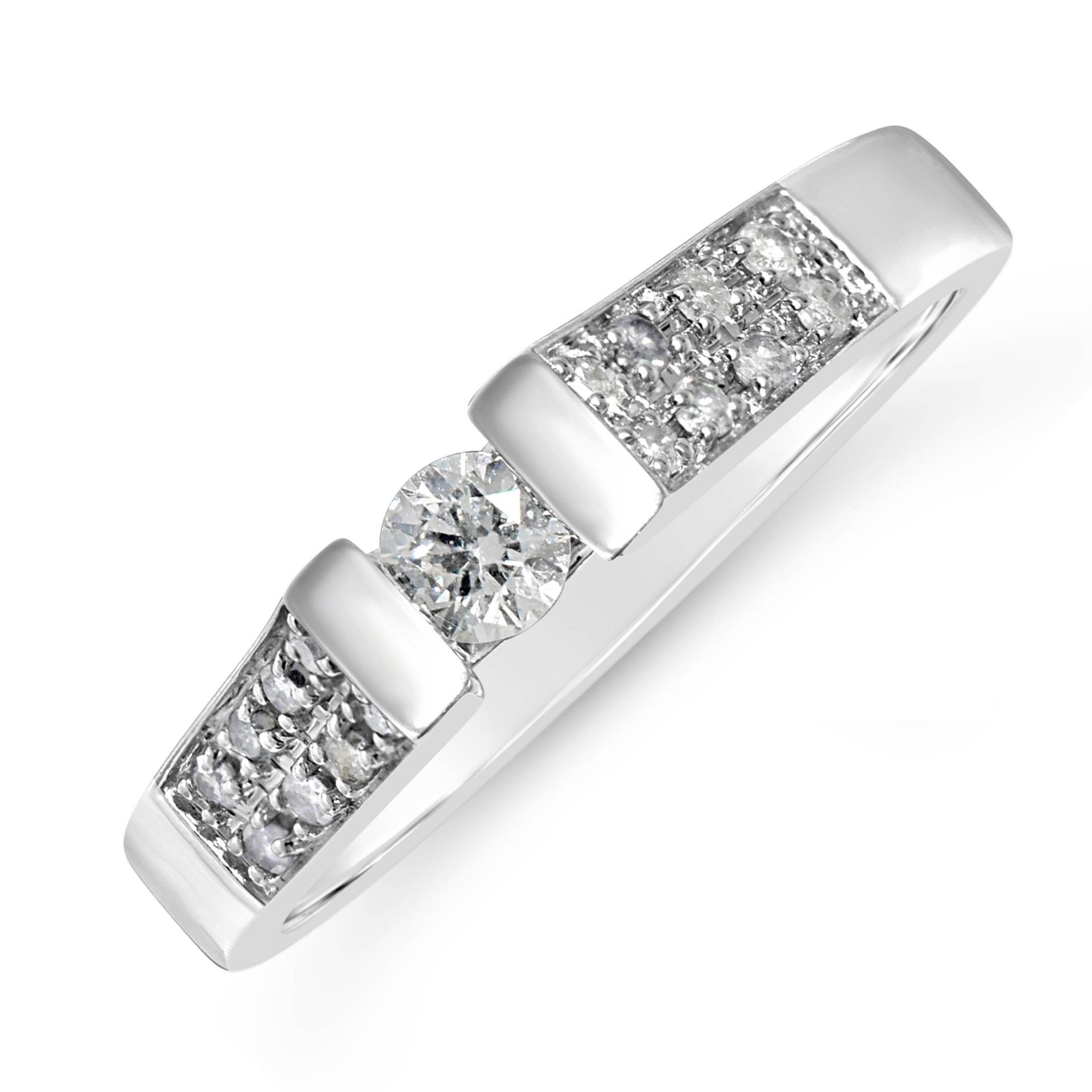Solitaire Ring With Stone Set Shoulders, 14ct White Gold, RRP £1,299 Weight 3.29g, Diamond Weight
