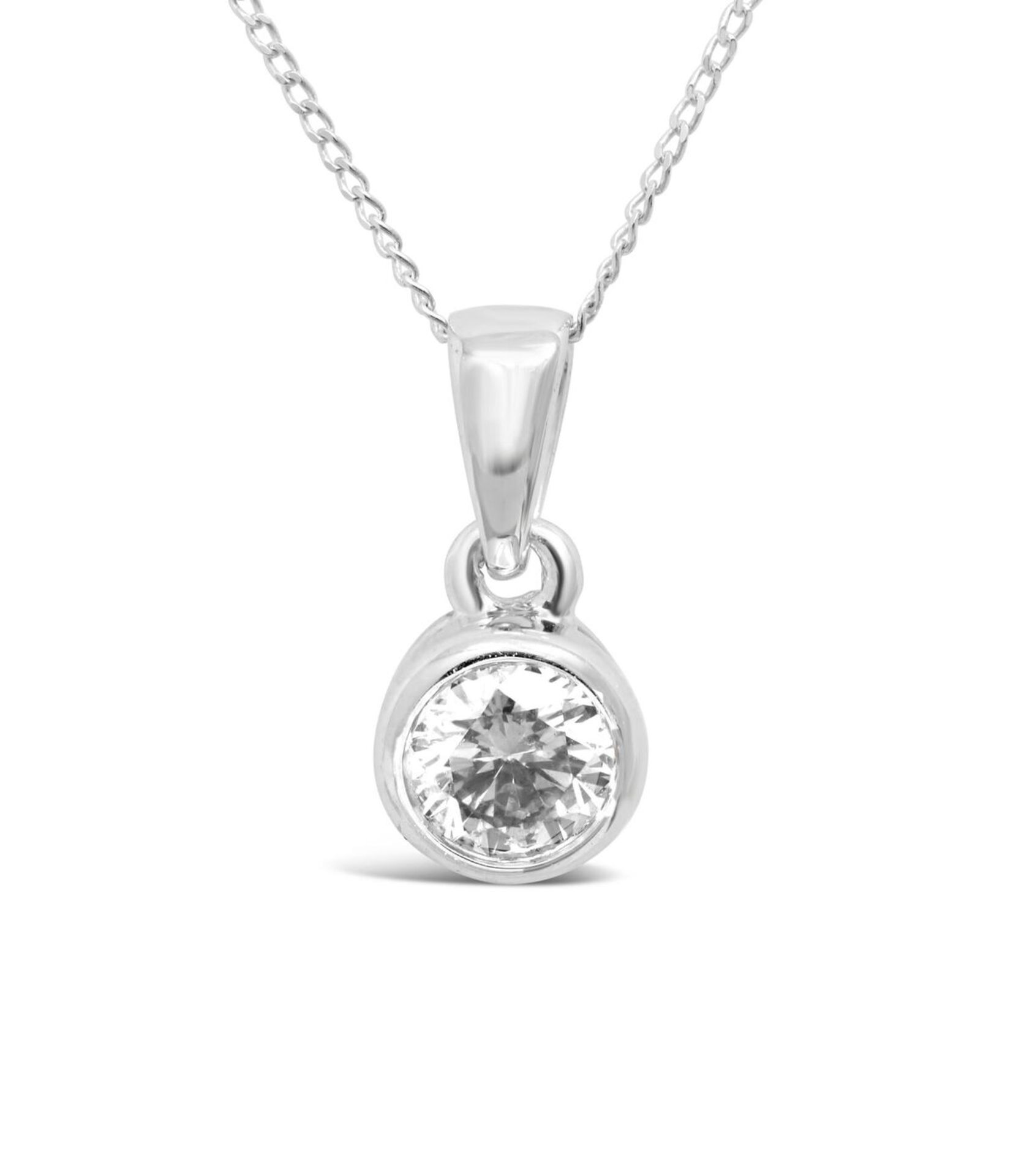 Necklace Pendant With Bezet Set Diamond, 9ct White Gold RRP £779 Weight 0.68g, Diamond Weight 0. - Image 2 of 2