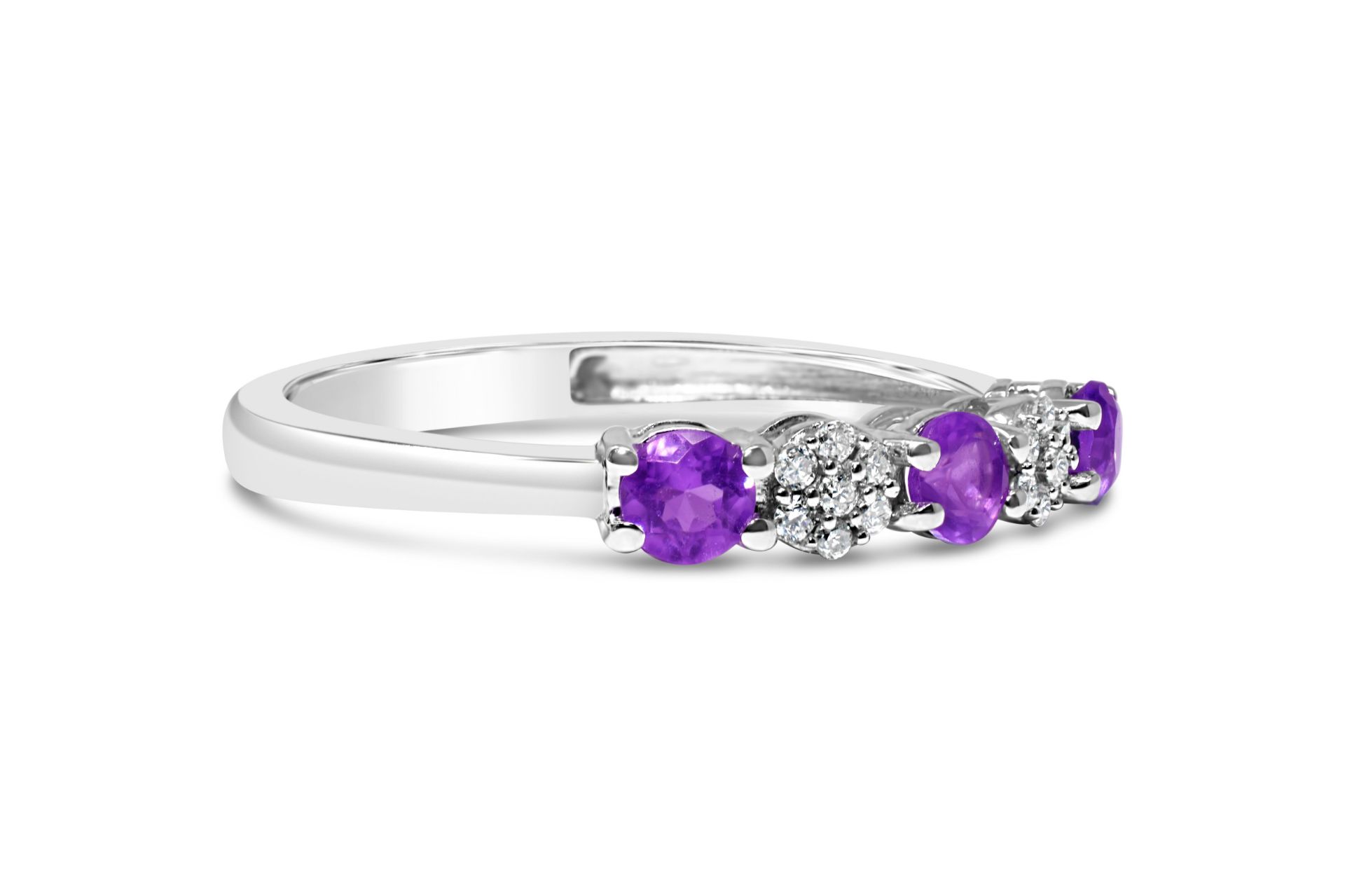 Amethyst and Diamond Eternity Ring, 9ct White Gold RRP £749 Weight 1.48g, Diamond Weight 0.07ct,
