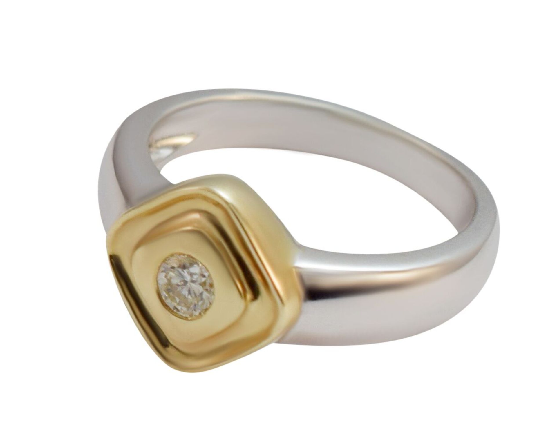 Two Tone Diamond Ring, 9ct Yellow/White Gold, RRP £1,599 Weight 4.86g, Diamond Weight 0.20ct, Colour