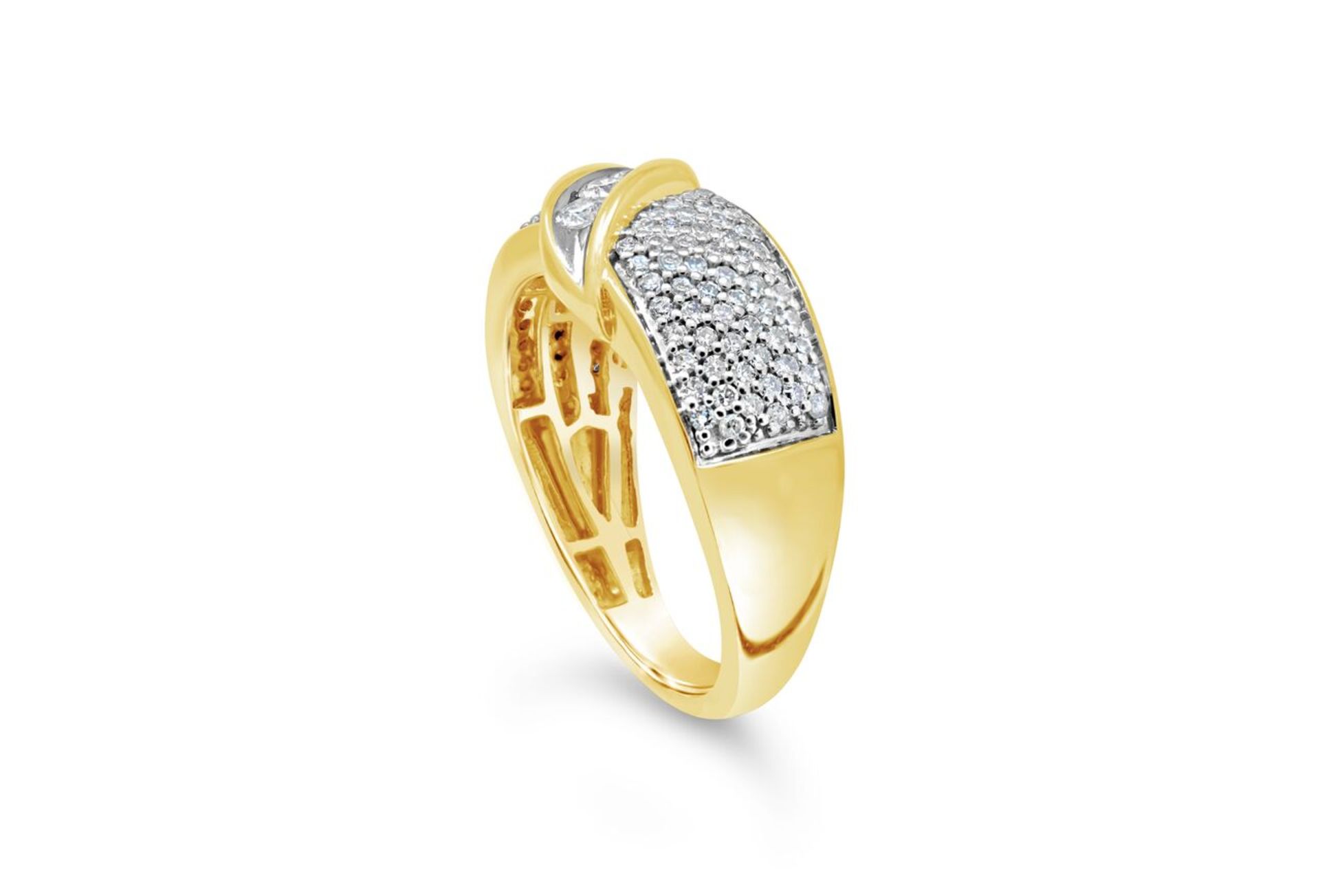 Wide Diamond Set Yellow Gold Band, 14ct Yellow Gold, RRP £2,699 Weight 5.2g, Diamond Weight 0. - Image 2 of 2