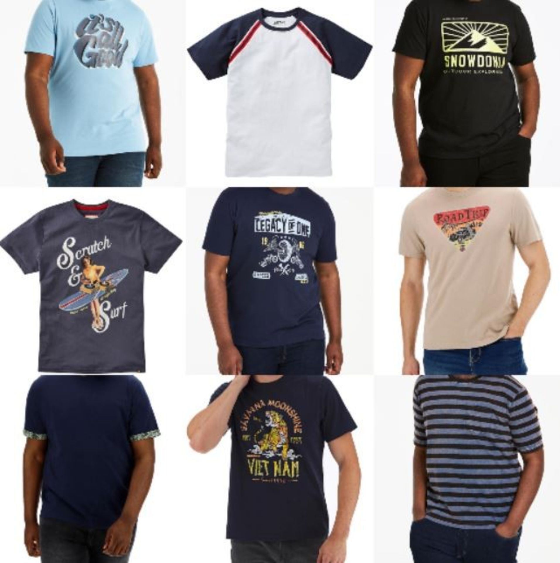 Lot to Contain 10 Brand New Assorted Gents Designer T-Shirts in Assorted Styles Sizes and Colours