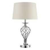 Boxed Iffley Chrome Finish Silk Shade Large Table Lamp RRP £35 (Public Viewing and Appraisals