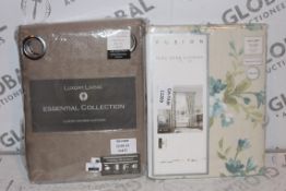 Lot to Contain 2 Assorted Pairs of Fusion Pencil Pleat Eyelet Headed Curtains and Luxury Living