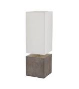 Boxed Diamond Concrete Base Fabric Shade Designer Table Lamp RRP £135 (14576) (Public Viewing and