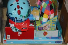 Assorted Items to Include Micro Scooter Helmets, Play Mobile Family Fun, Elma The Multi Coloured