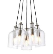 Boxed Dark Antique Brass Clear Glass Plate Ceiling Light RRP £50 (14942) (Public Viewing and