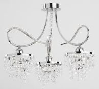 Boxed Stainless Steel 3 Light Alfa Designer Ceiling Light RRP £90 (15097) (Public Viewing and