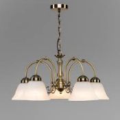 Boxed Astoria Grand Salters 5 Light Antique Brass Shaded Chandelier RRP £100 (15097) (Public Viewing