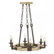 Boxed Wyatt 6 Agin Rust 6 Light Chandelier Style Ceiling Light RRP £145 (Public Viewing and