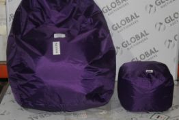 Purple Bean Bag Chair With Foot Stool RRP £65 (14895) (Public Viewing and Appraisals Available)