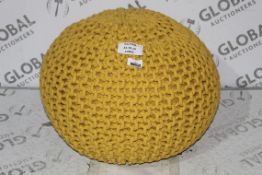 Mustard Yellow Rope Knit Pouffe RRP £85 (14895) (Public Viewing and Appraisals Available)