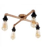 Boxed MiniSun Luigi 4 Way Copper Pipe Work Ceiling Light RRP £65 (15097) (Public Viewing and