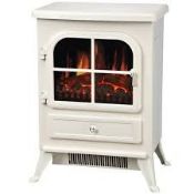 Boxed Mena Cream Visitor Flame Effect Electric Fire Stove RRP £125 (13011) (Public Viewing and