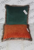 Assorted Paoletti Burnt Orange And Forest Green Fur Lined Scatter Cushions RRP £35 Each (14895) (