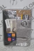 Assorted Pairs of Enhanced Living Hailo Grey and Hailo Pink Shimmer Shimmer Curtains RRP £40 Each (