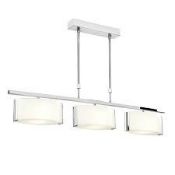 Boxed Stainless And Glass Designer 3 Light Pendant Light RRP £120 (15155) (Public Viewing and