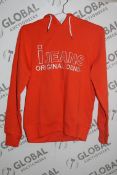 Box to Contain 24 Brand New Ijeans Original Denim Bright Orange Hooded Jumpers Combined RRP £480