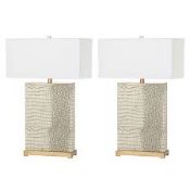 Boxed Sapphire Light Cream Set of 2 Table Lamps Combined RRP £200 (14899) (Public Viewing and