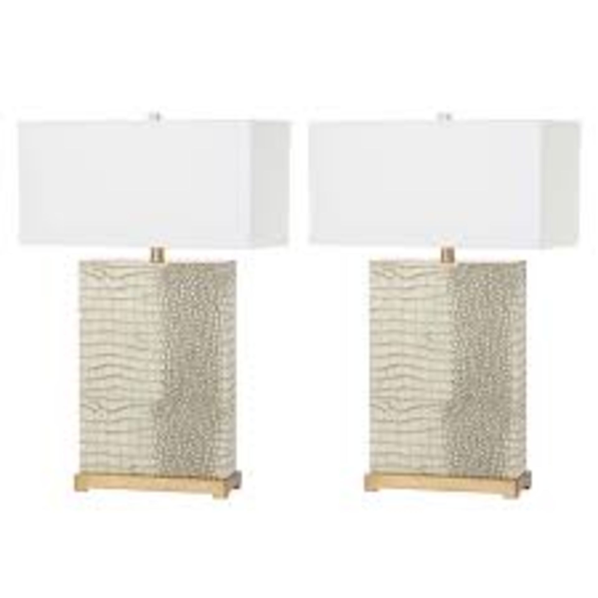 Boxed Sapphire Light Cream Set of 2 Table Lamps Combined RRP £200 (14899) (Public Viewing and