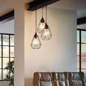 Boxed Eglo Tarbes 3 Light Chain Cluster Pendant in Black RRP £65 (15334) (Public Viewing and