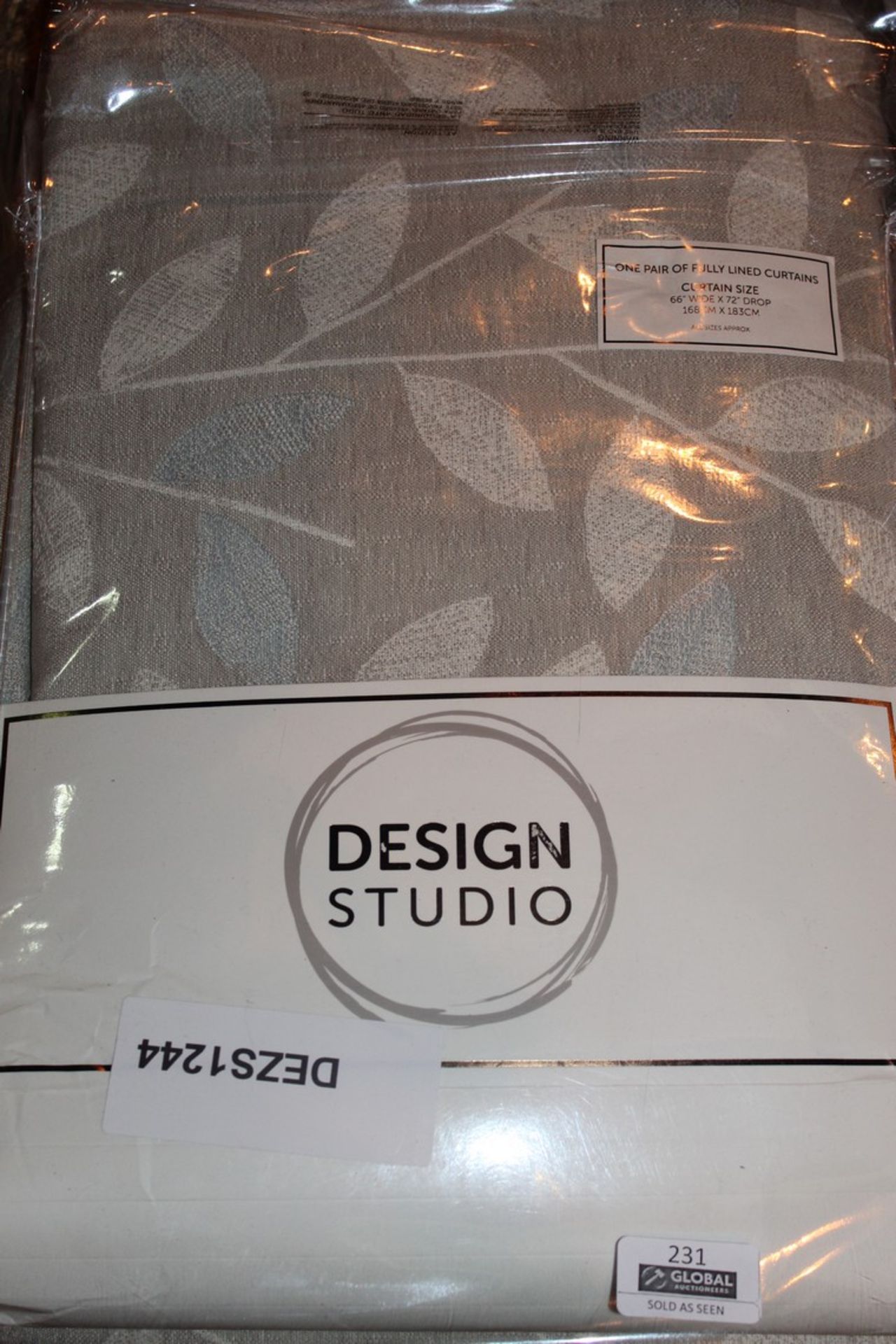 Bagged Brand New Pair of Design Studio 168 x 183cm Fully Lined Curtains RRP £55 (Public Viewing