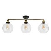Boxed Sheridan SteamPunk 3 Way Glass Ceiling Light Pendant RRP £75 (15334) (Public Viewing and