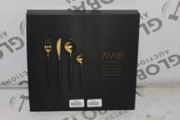 Avie Urban Range 16 Piece Cutlery Set in Black and Gold RRP £100 (Public Viewing and Appraisals