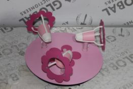 Boxed Girls Pink Flower Triple Light Spotlight Fitting RRP £60 (15097) (Public Viewing and