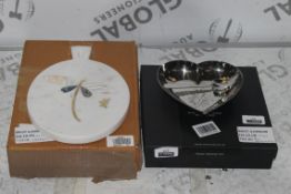 Assorted Items to Include a Marble Dragonfly Cheeseboard and a Just Slate Company Silver Heart