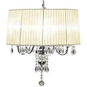 Boxed Large Designer 5 Light Stainless Steel Ceiling Light With Fabric Shade RRP £160 (15097) (