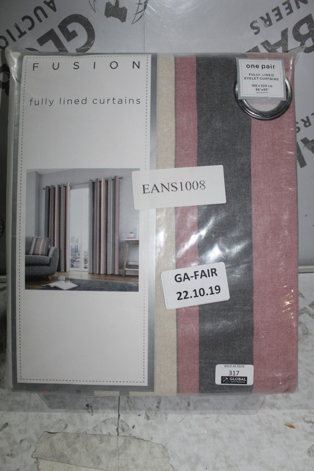 Brand New Pair of Fusion Fully Lined 66 x 90Inch Eyelet Headed Curtains RRP £60 (Public Viewing