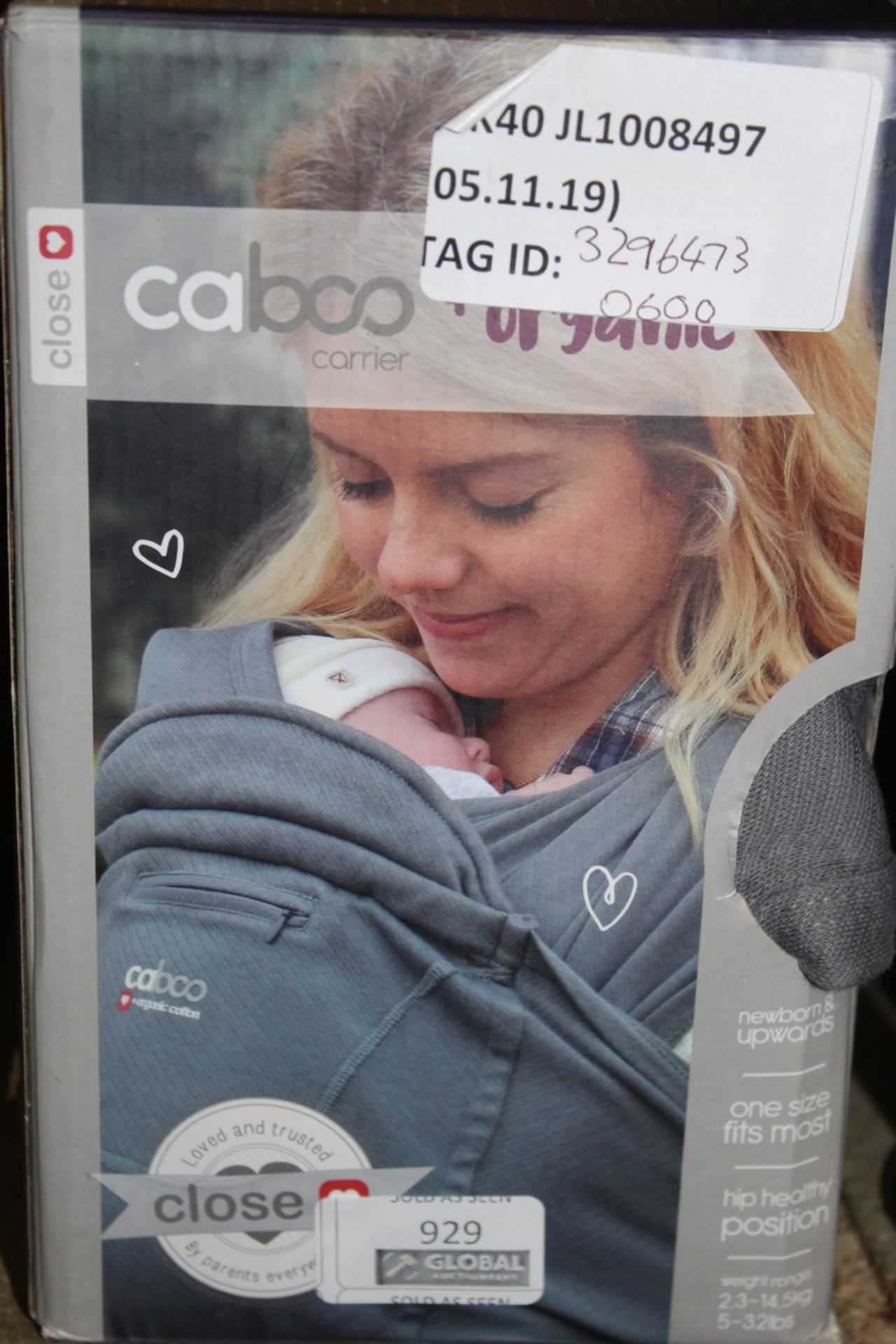 Boxed Caboo Close By Organic Baby Carrier RRP £60 (3296473) (Public Viewing and Appraisals