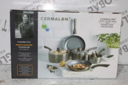Complete 5 Piece Peter Collection Cookware Set and 2 Glass Lids RRP £40 Each