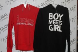 Box to Contain 12 Brand New Black and Red Assorted Hooded Sweatshirts by Boy Meets Girl and Ijeans