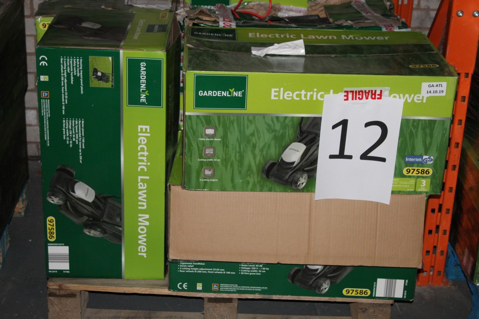 Pallet to Contain 8 Electric Gardenline Lawn Mowers Combined RRP £400