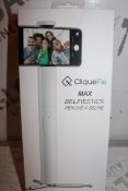 Lot to Contain 3 Boxed Brand New Cliquefie Max White Selfie Sticks Combined RRP £182