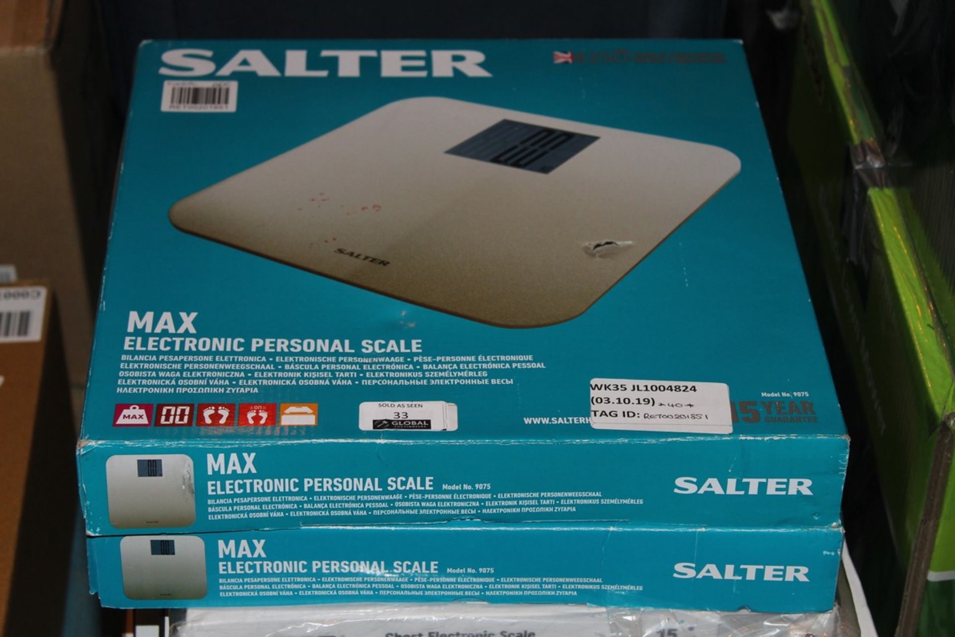 Lot to Contain 6 Boxed Assorted Pairs of Salter Max Digital Weighing Scales, Salter Academy
