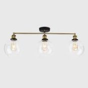 Boxed Sheridan Steampunk 3 Way Clear Bar Ceiling Light Fitting RRP £120 (Public Viewing and