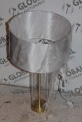 Glass Base Fabric Shade Designer Table Lamp RRP £75 (15250) (Public Viewing and Appraisals