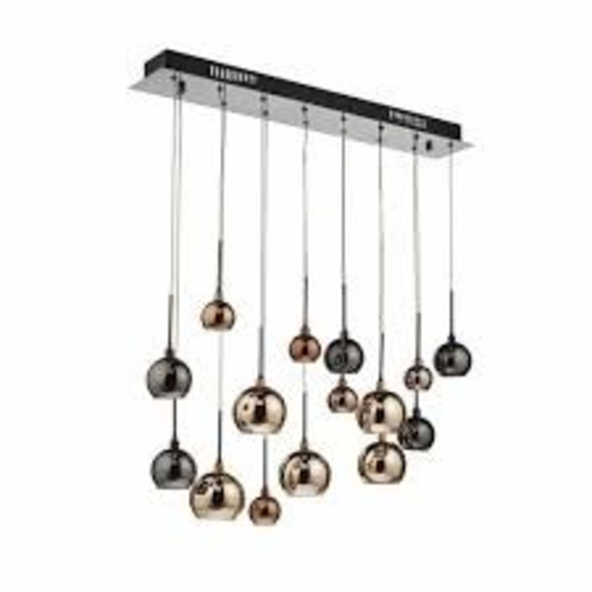 Boxed Aurelia 15 Light Pendant Black and Chrome Multi Coloured Drop Down Ceiling Light RRP £120 (