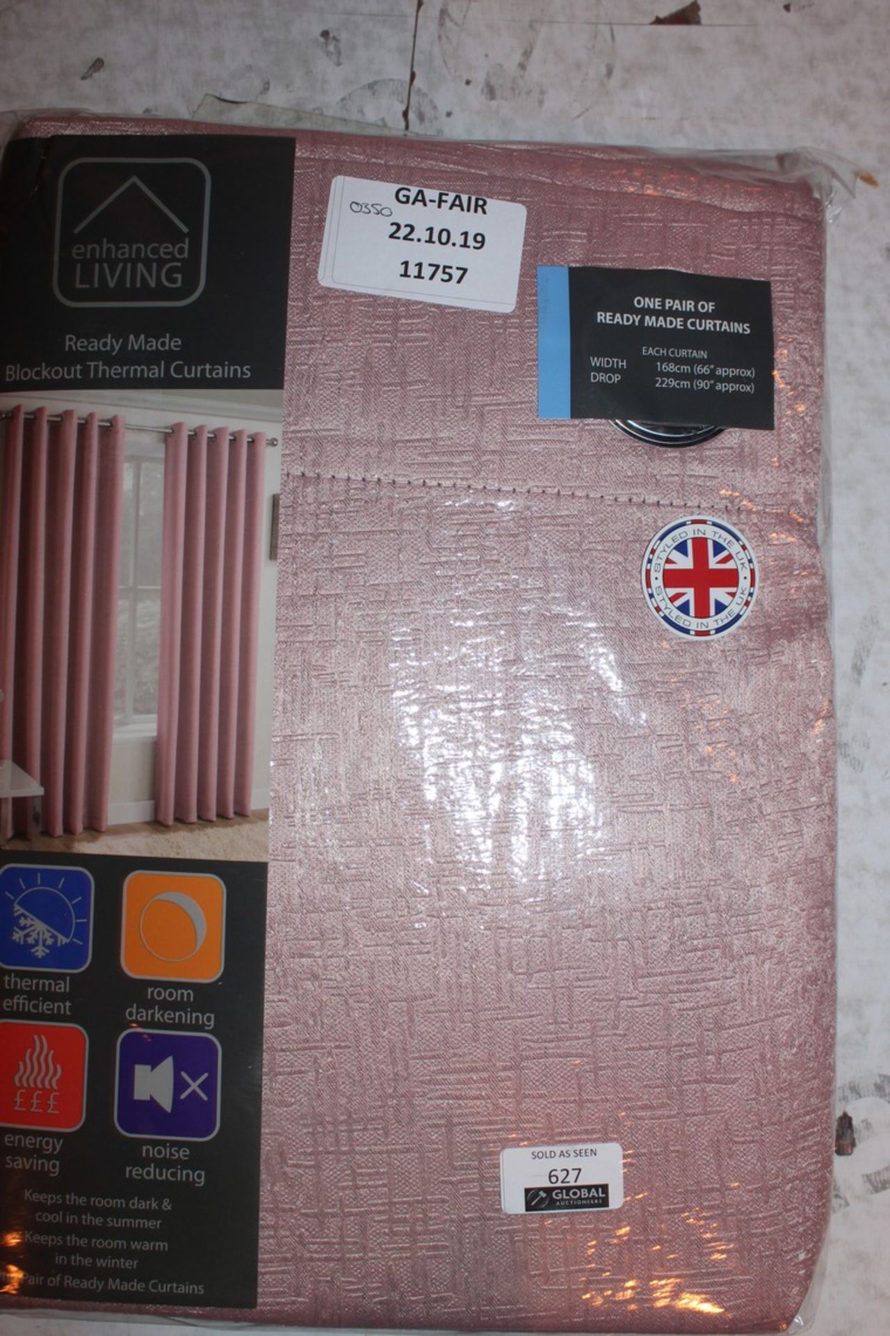 Bagged Pair of 168 x 229cm Enhanced Living Ready Made Curtains RRP £45 (11757) (Public Viewing and