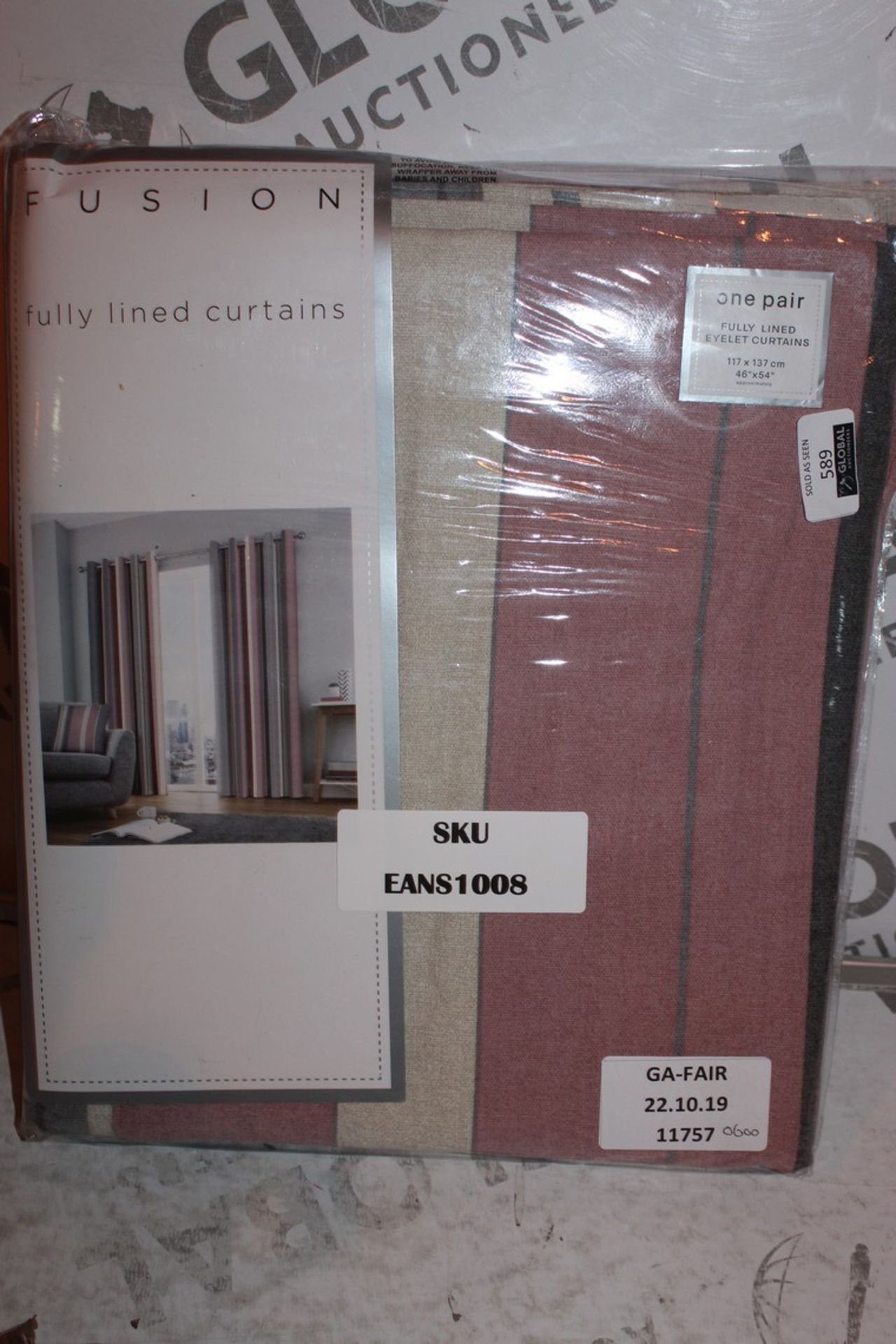 Bagged Pair of Fusion 117 x 137cm Fully Lined Curtains RRP £65 (11757) (Public Viewing and