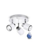 Lot to Contain 2 Boxed Benton 3 Way Round Spotlight Plates in White RRP £80 (15349) (Public