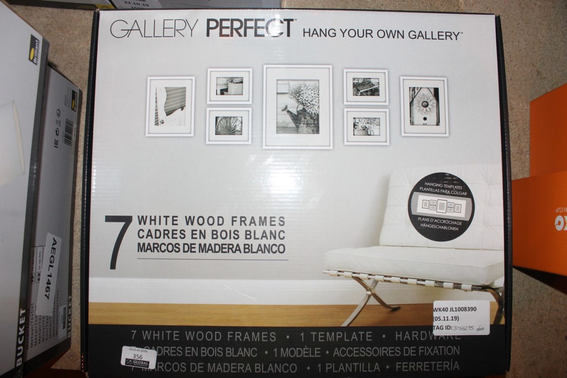 Boxed Gallery Perfect Hang Your Own Gallery Set of 7 White Wooden Photo Frames RRP £65 (3295155) (