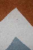 Duck Egg Blue White and Orange Designer Floor Rug RRP £90 (9461) (Public Viewing and Appraisals