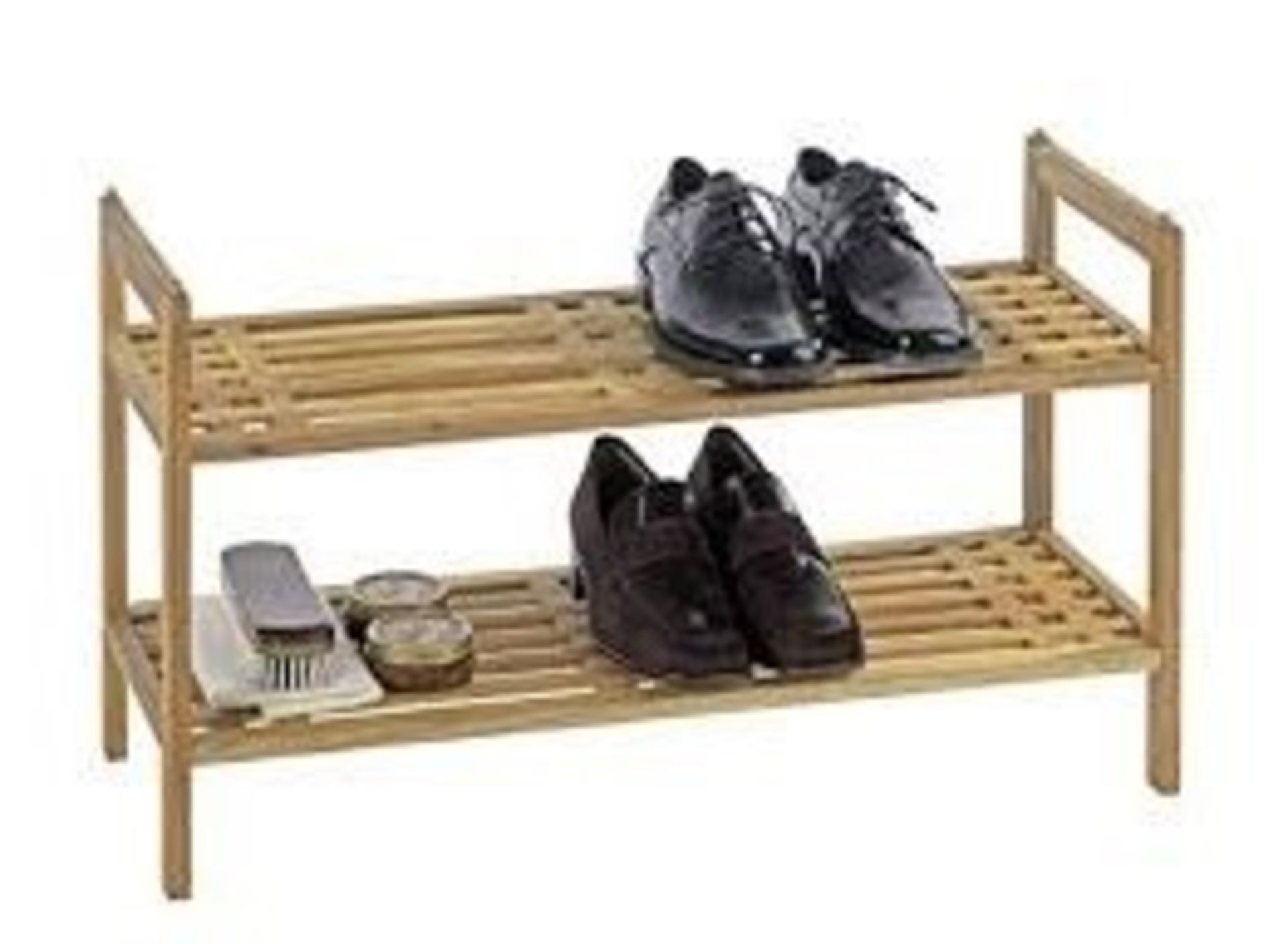 Boxed Wenko Norway Wooden 2 Tier Shoe Racks RRP £30 Each (3412662)(3412649) (Public Viewing and